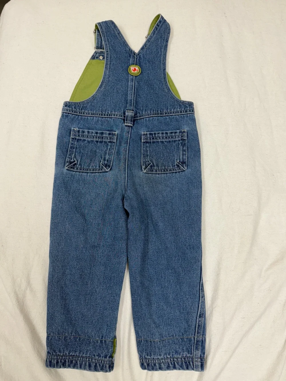 Vintage 2003 Gymboree Denim Overalls 3T Helicopter Green Lined